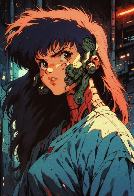 score_9, score_8_up, score_7_up, knva, halftone effect, retro artstyle, 1girl, solo, cyberpunk,