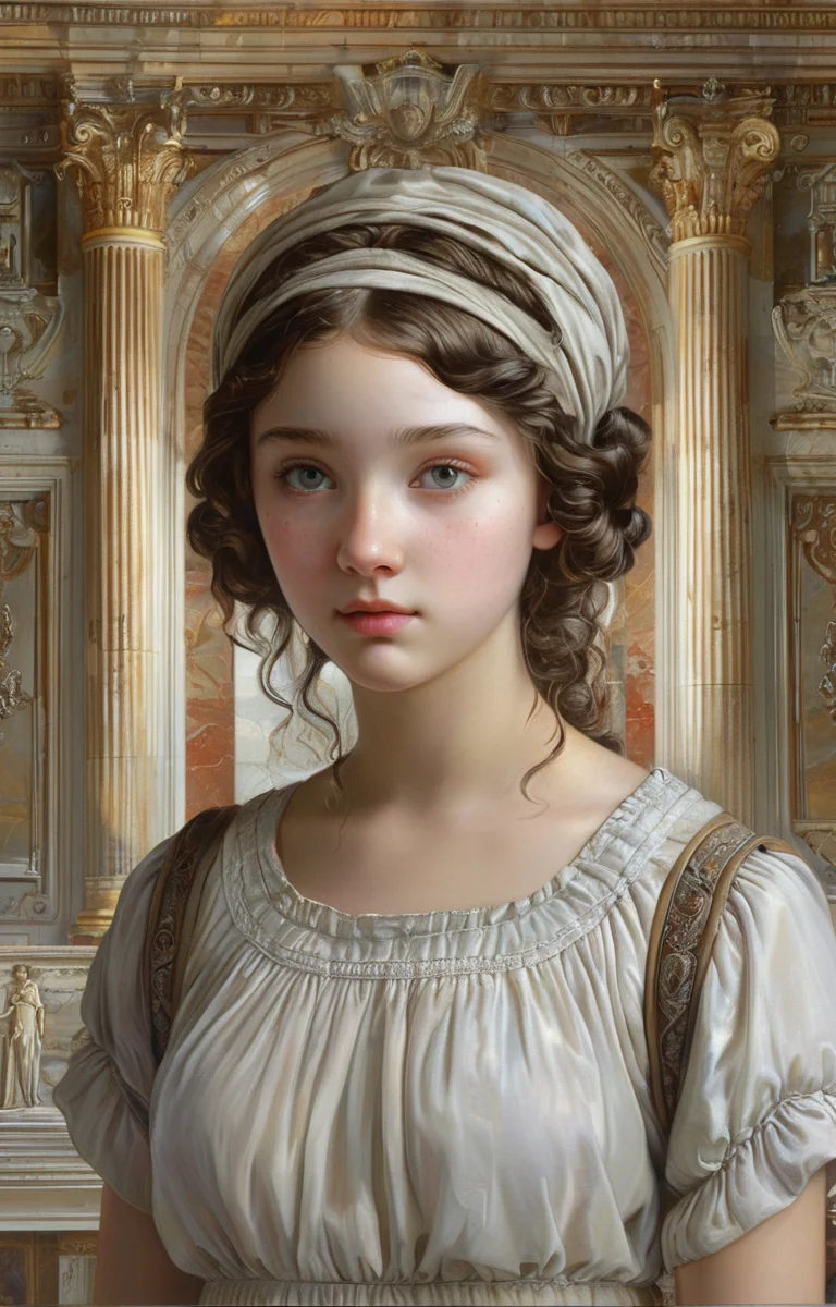 masterpiece,best quality,<lora:tbh355-sdxl:0.6>,illustration,patten of Neoclassicism, tech genius teenage girl