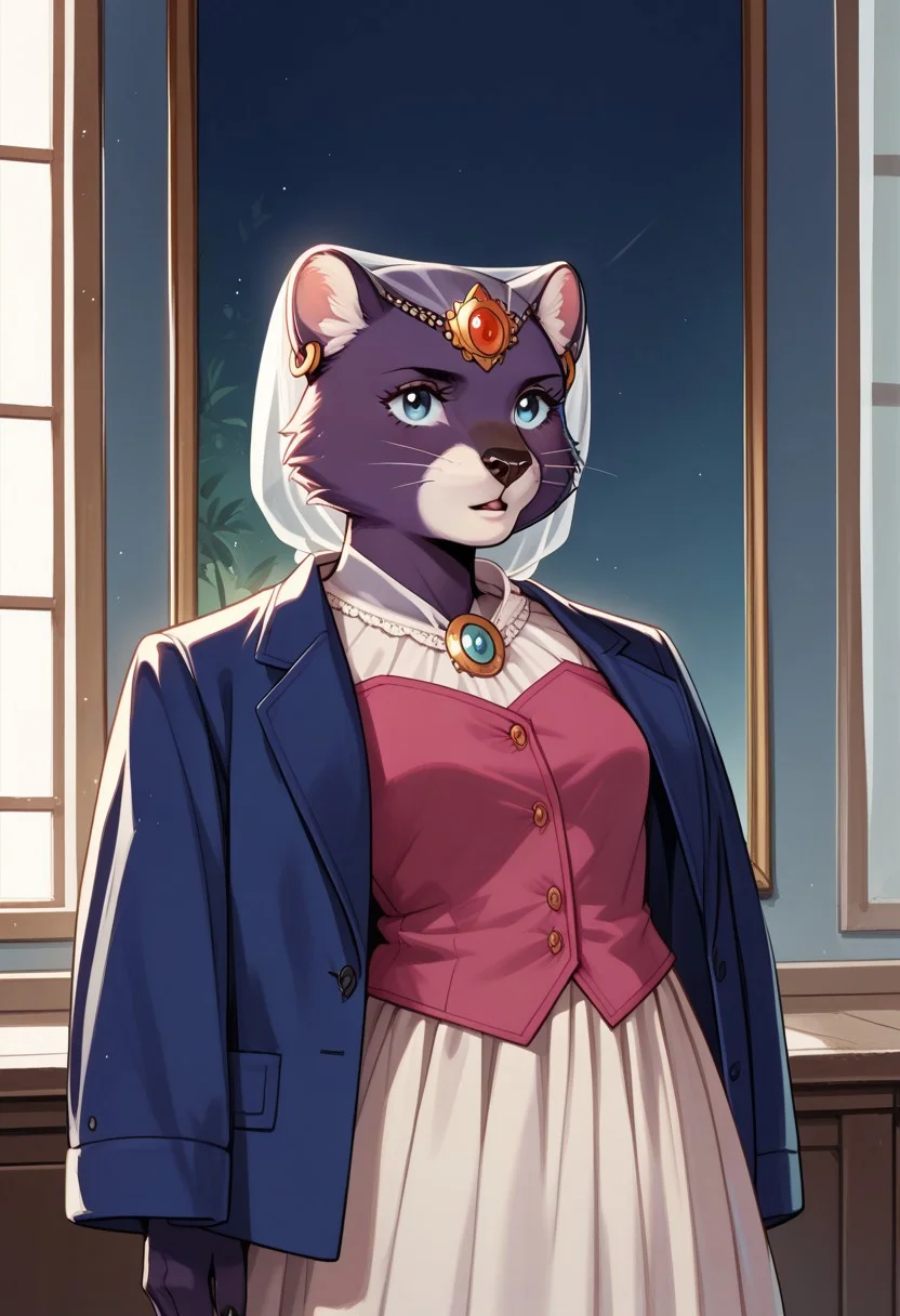 score_9, score_8_up, score_7_up, score_6_up, best quality, source_anime, solo, 1girl, female, standing, portrait, interior, princess_romy, romy_panther, furry, anthro, knva,
