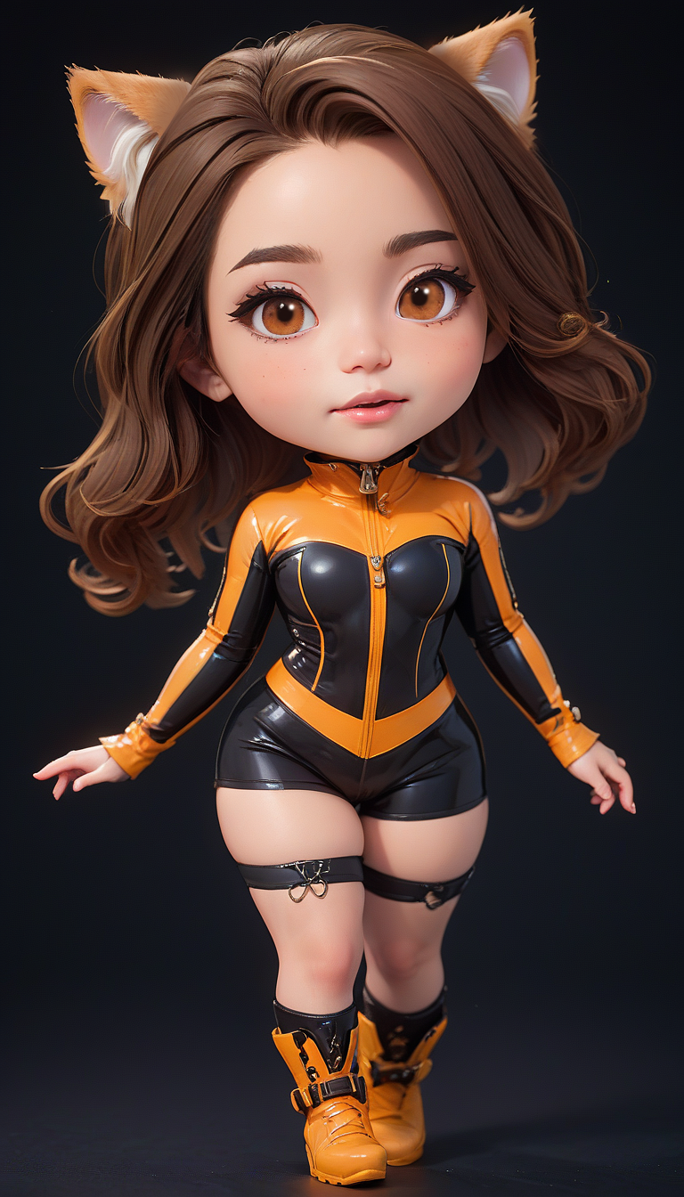 (in ARTIST style:1.7), (masterpiece:1.7), comics style,
(somechibi, chibi, close-up Gorgeous cat girl face,
long hair, wavy hair, very long hair, thighhighs, gloves, zipper, bike shorts, glowing, black background, standing, bare shoulders, smile,
strapless, science fiction, science fiction horns, science fiction headphones), perfect face, gorgeous face, small aesthetic nose, striking brown large eyes, aligned eyes,
(masterpiece:1.8), (highest detailed:1.8), (angle:1.8), perfectly lighted, (contrast), (saturated), (((sharp focus))), (hyperdetailed:1.3), (intricate details:1.2), (Refined details:1.3),
(best quality:1.5), highly detailed textures, vibrant colors, (finely detailed beautiful eyes and detailed face),extremely detailed CG unity 8k wallpaper, (masterpiece:1.8), (highest detailed:1.8), (angle:1.8), perfectly lighted, (contrast), (saturated), (((sharp focus))), (hyperdetailed:1.3), (intricate details:1.2), (Refined details:1.3), (best quality:1.5), highly detailed textures, vibrant colors,
(ultra sharp focus:1.8), (detailed skin:1.8), (thin lines:1.8), (best quality:1.8), <lora:glowneon_xl_v1:0.7>
<lora:SomeChibi_Chibi_Style:1>