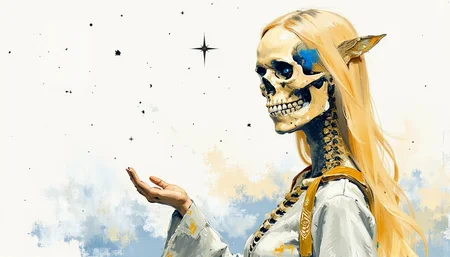 Clip L A photo-realistic, abstract, close-up of a human skull and neck, shot from a profile camera angle. the image is about a stylized, highly detailed, abstract human skull with a combination of yellow and blue hues, and a glossy finish. the skull is the main focus of the image, with no discernible age or gender. the background is a plain, light grey, providing a clean and minimalist backdrop for the subject. the artwork is highly detailed and polished, with a focus on the intricate textures of the skull and spine, creating a unique and captivating visual experience.  1girl, solo, smile, blue eyes, simple background, white background, upper body, grey background, teeth, collarbone, portrait, realistic, skeleton  camera_angle: profile, art_style: photo realistic, location: NA, background: plain white background with no distinct features, text: NA;NA, image_composition: middle;middle, clothing: NA and hair_style; NA, distance_to_camera: close up;close up, hair_color: blue and yellow, facial_expression: smile;NAT5XXLA photo-realistic, abstract, close-up of a human skull and neck, shot from a profile camera angle. the image is about a stylized, highly detailed, abstract human skull with a combination of yellow and blue hues, and a glossy finish. the skull is the main focus of the image, with no discernible age or gender. the background is a plain, light grey, providing a clean and minimalist backdrop for the subject. the artwork is highly detailed and polished, with a focus on the intricate textures of the skull and spine, creating a unique and captivating visual experience.  1girl, solo, smile, blue eyes, simple background, white background, upper body, grey background, teeth, collarbone, portrait, realistic, skeleton  camera_angle: profile, art_style: photo realistic, location: NA, background: plain white background with no distinct features, text: NA;NA, image_composition: middle;middle, clothing: NA and hair_style; NA, distance_to_camera: close up;close up, hair_color: blue and yellow, facial_expression: smile;NA