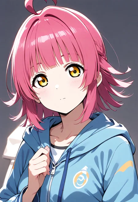score_9, score_8_up, score_7_up, source_anime,BREAK
1girl,
<lora:Hyper-SDXL-8steps-lora:1>
<lora:StS_age_slider_v1_initial_release:1>
<lora:SDXL_rina_pony721:1> rina
love live! nijigasaki high school idol club,
tennouji rina, solo, pink hair, ahoge, looking at viewer, bangs, yellow eyes, short hair, simple background, blunt bangs,
blunt ends, white background, expressionless, closed mouth, grey background
