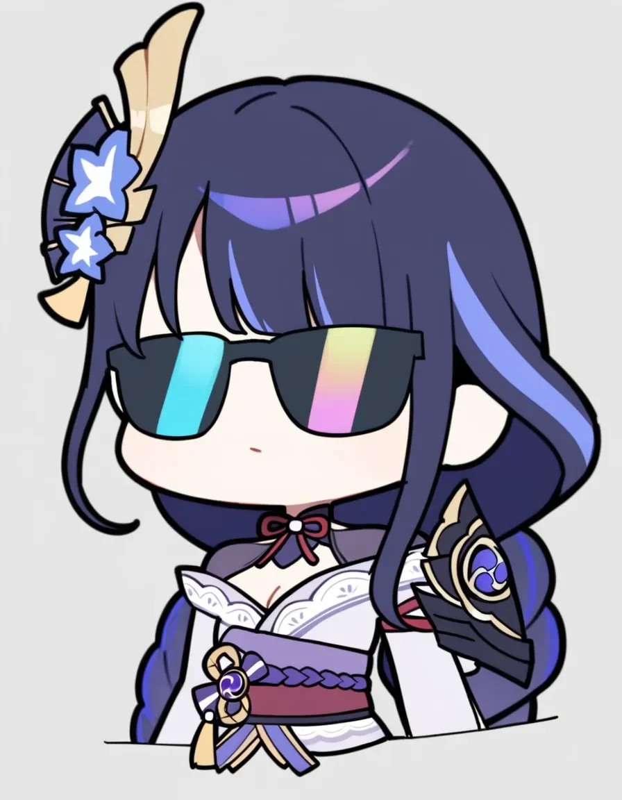 BA_sunglasses, 1girl, raiden shogun, genshin impact, simple background
<lora:BA_sunglasses_animagine:0.7>