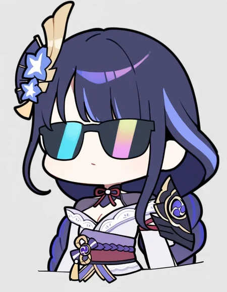 BA_sunglasses, 1girl, raiden shogun, genshin impact, simple background
 <lora:BA_sunglasses_animagine:0.7>