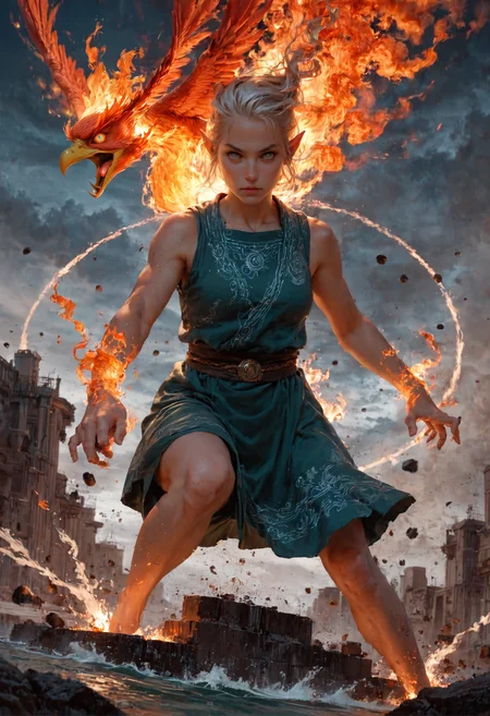 score_9, score_8_up, score_7_up BREAK female elf avatar, white eyes, levitation, intricate tunic, air elemental, water, fire, earth, tornado, hurricane, surrounded by strong winds, epic pose, cute face, symmetrical, phoenix background