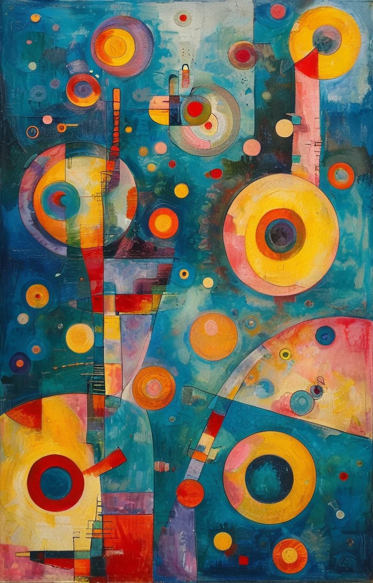 masterpiece,best quality,<lora:tbh287-sdxl:0.9>,illustration,style of Wassily Kandinsky portrait of Housework robots