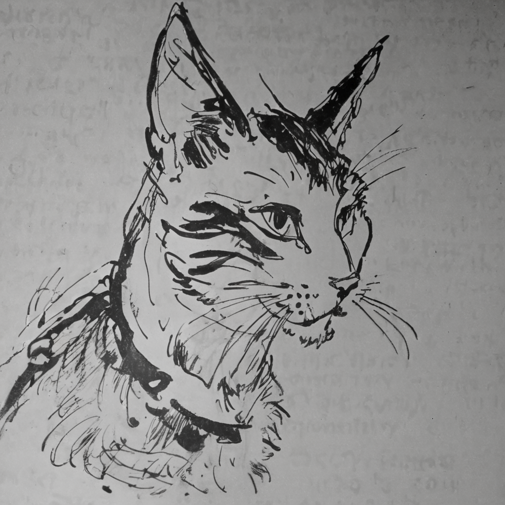 grabianski-sk cat, sketch<lora:grabianski-sk:1>