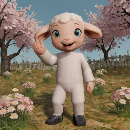 cute cartoon character, lamb enjoying springtime flowers, y2k3dnerdessence <lora:y2k3dnerdessence_v0.0.1:0.75>