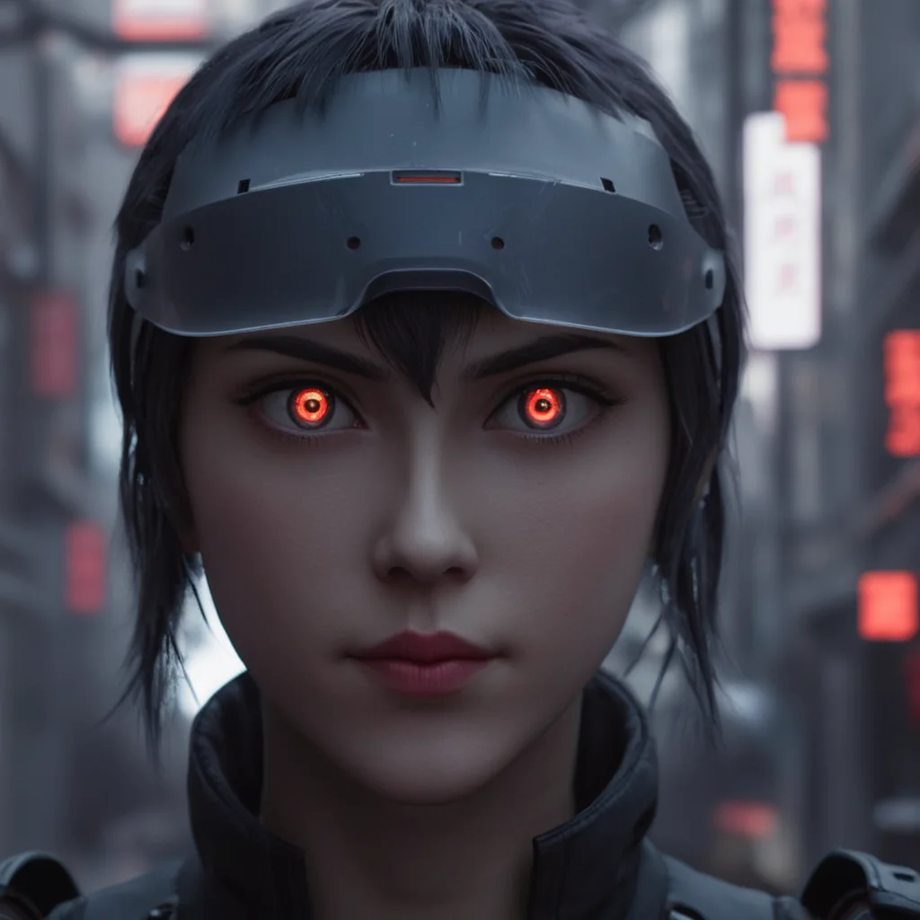 cinematic film still of <lora:perfection style:0.3> perfection style
<lora:Unreal Engine style:0.4> Unreal Engine style
<lora:Ghost in the Shell style:0.8>
In Japanese manga cyberpunk city a android with a red light on his face,solo,looking at viewer,red eyes,grey background,blurry,no humans,glowing,robot,portrait,glowing eyes,science fiction,humanoid robot , detailed, different, real, unique, cinematic, dramatic, concept art, filmic, perfect, high quality, Ghost in the Shell style, Masamune Shirow style, shallow depth of field, vignette, highly detailed, high budget, bokeh, cinemascope, moody, epic, gorgeous, film grain, grainy