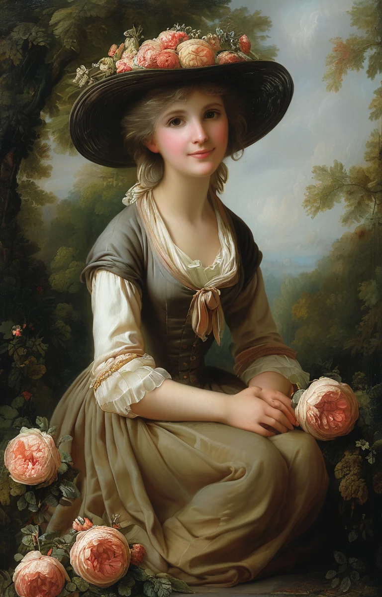 masterpiece,best quality,<lora:tbh152-sdxl:0.8>,illustration,style of Élisabeth Vigée-Lebrun garden