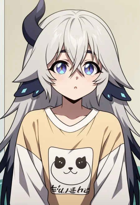 score_9, score_8_up, score_7_up, source_anime,anime screencap, anime coloring,intricate details,rating_explicit, masterpiece, best quality,
(best quality, absurd res, ultra detailed),1girl, ((solo)), good eyes,perfect eyes,,detailed eyes, zPDXLxxx , zPDXL3,detailed, detailed face, <lora:add-detail-xl:3>,
BREAK
<lora:Echidna:1>, Echidna, 1girl, grey hair, long hair, single horn, blue eyes, 
animal print, oversized shirt,