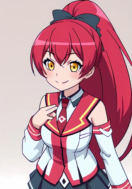 <lora:HybridxHeart:0.6>, ScarletSchool, smile, solo
