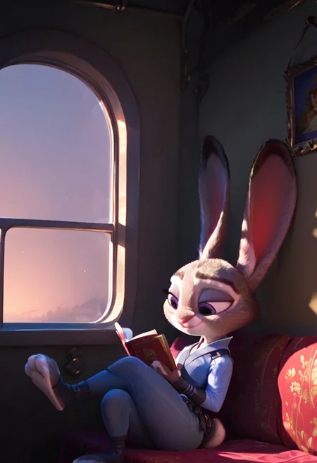 score_9, score_8_up, score_7_up judyhopps \(zootopia\), <lora:judyhopps-v2-ponyv6xl:1> , rabbit ears, curby, shortstack, rabbit girl, small breast, white fur, Expressiveh, volumetric lighting, ultra detailed, cinematic lighting, dramatic lighting, solo, solo focus,  sexy pose, sexy, seductive, smile, indoors, relax, relaxing, train, kimono, shadows, sunny, sunset,  (holding book with one hand), shadows, closeup, sit in a train, train cabin, train window background,  ((reading)), day, 