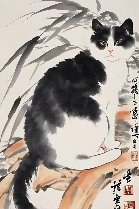 chinese ink painting, traditional media, liujiyou, cat, no human <lora:liujiyou-000008:0.8>