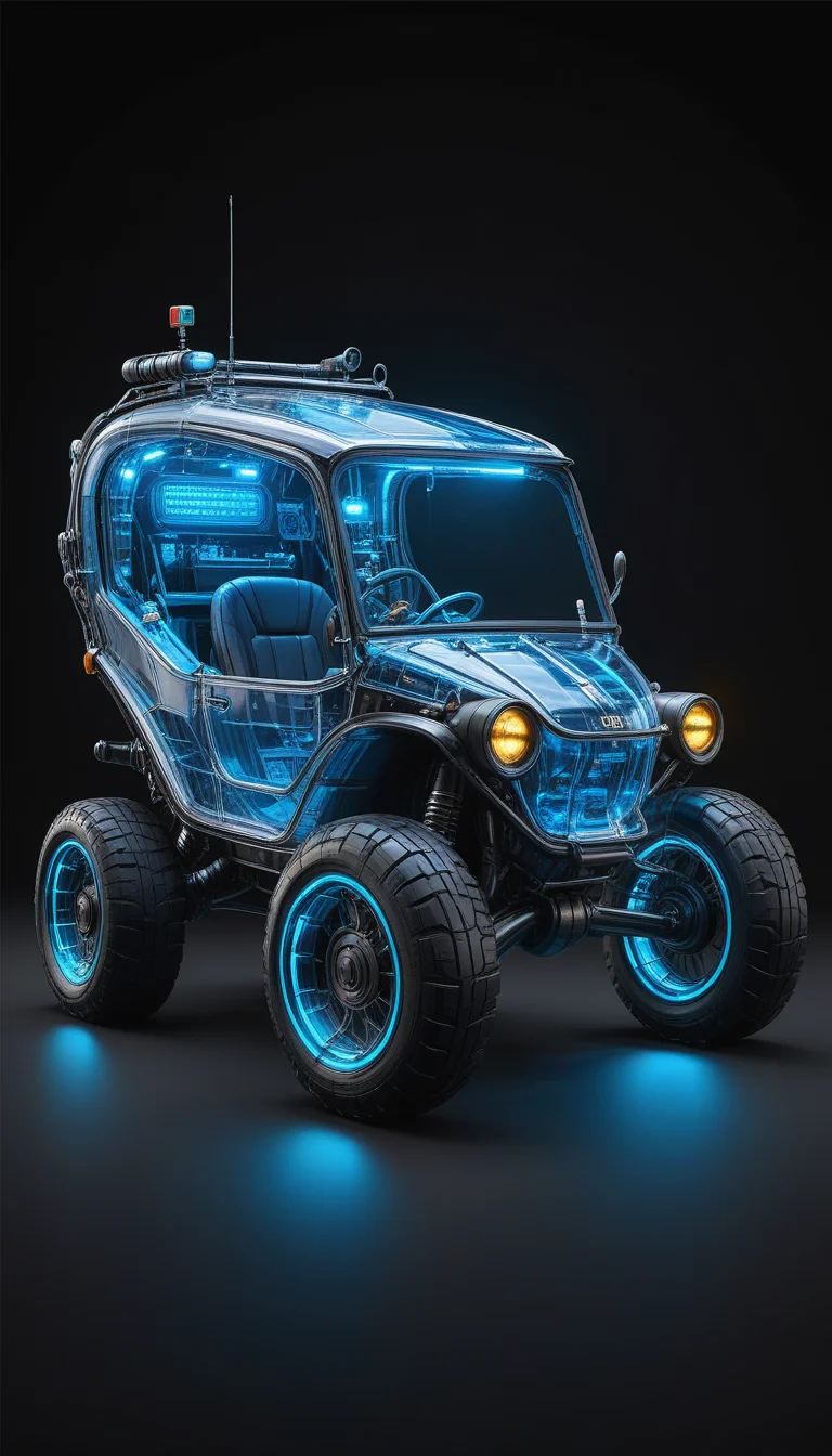 (in ARTIST style:1.4), (masterpiece:1.7), properly positioned, straight, glow blue neon,
View of buggy vehicle (science fiction texture, science fiction skin, someplastic, no humans, black background, simple background, english text, emblem, cable, retro, old style, device, wearable item (transparent:2), transparent skin, transparent texture),
(masterpiece:1.8), (highest detailed:1.8), perfectly lighted, (contrast), (saturated), (((sharp focus))),
(hyperdetailed:1.3), (intricate details:1.2), (Refined details:1.3), (best quality:1.5), highly detailed textures, vibrant colors,
(ultra sharp focus:1.8), (detailed skin:1.8), (detailed edges:1.8), (thin lines:1.8), (best quality:1.8),
<lora:Apparatus_-_Traction_City_Walkers_Vehicles:0.7>,