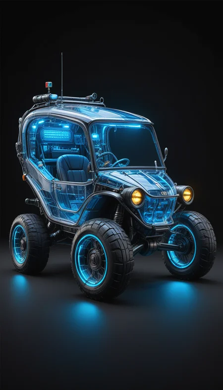 (in ARTIST style:1.4), (masterpiece:1.7), properly positioned, straight, glow blue neon,
View of buggy vehicle (science fiction texture, science fiction skin, someplastic, no humans, black background, simple background, english text, emblem, cable, retro, old style, device, wearable item (transparent:2), transparent skin, transparent texture),
(masterpiece:1.8), (highest detailed:1.8), perfectly lighted, (contrast), (saturated), (((sharp focus))),
(hyperdetailed:1.3), (intricate details:1.2), (Refined details:1.3), (best quality:1.5), highly detailed textures, vibrant colors,
(ultra sharp focus:1.8), (detailed skin:1.8), (detailed edges:1.8), (thin lines:1.8), (best quality:1.8),
<lora:Apparatus_-_Traction_City_Walkers_Vehicles:0.7>,