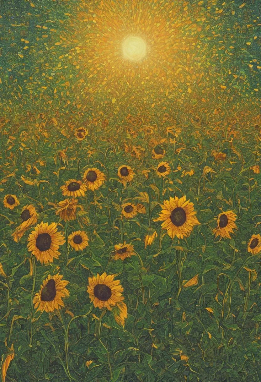 An abstract painting of a glowing sunflower field, with each flower wearing glowing sunglasses and smiling. zavy-flrscnc, fluorescent, fluorescent dust, fluorescent spraypaint, glowing dust, sss translucent subsurface scattering
glow, glowing
(masterpiece, award winning artwork)
many details, extreme detailed, full of details,
<lora:zavy-flrscnc-sdxl:0.75>
<lora:sss:0.8> sss translucent subsurface scattering