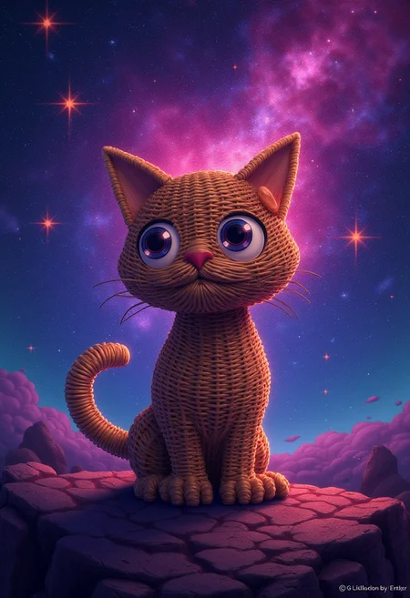 wkrstyle, a cat, in the galaxy, with a nebula