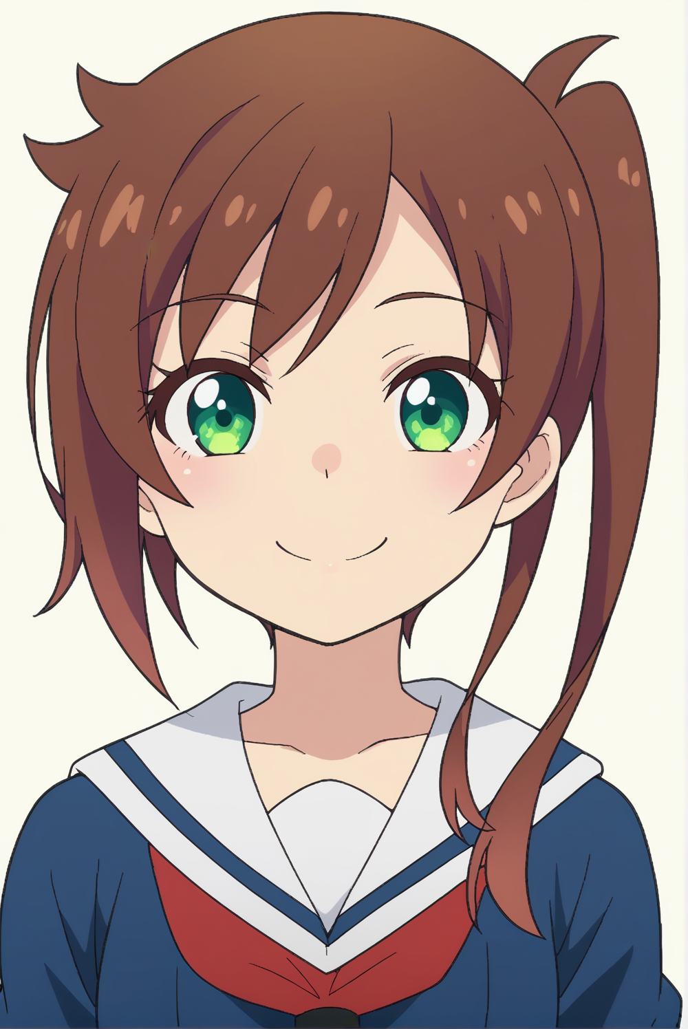 <lora:Shizuru_Chikura:0.8>, Shizuru Chikura, white background, upper body, smile