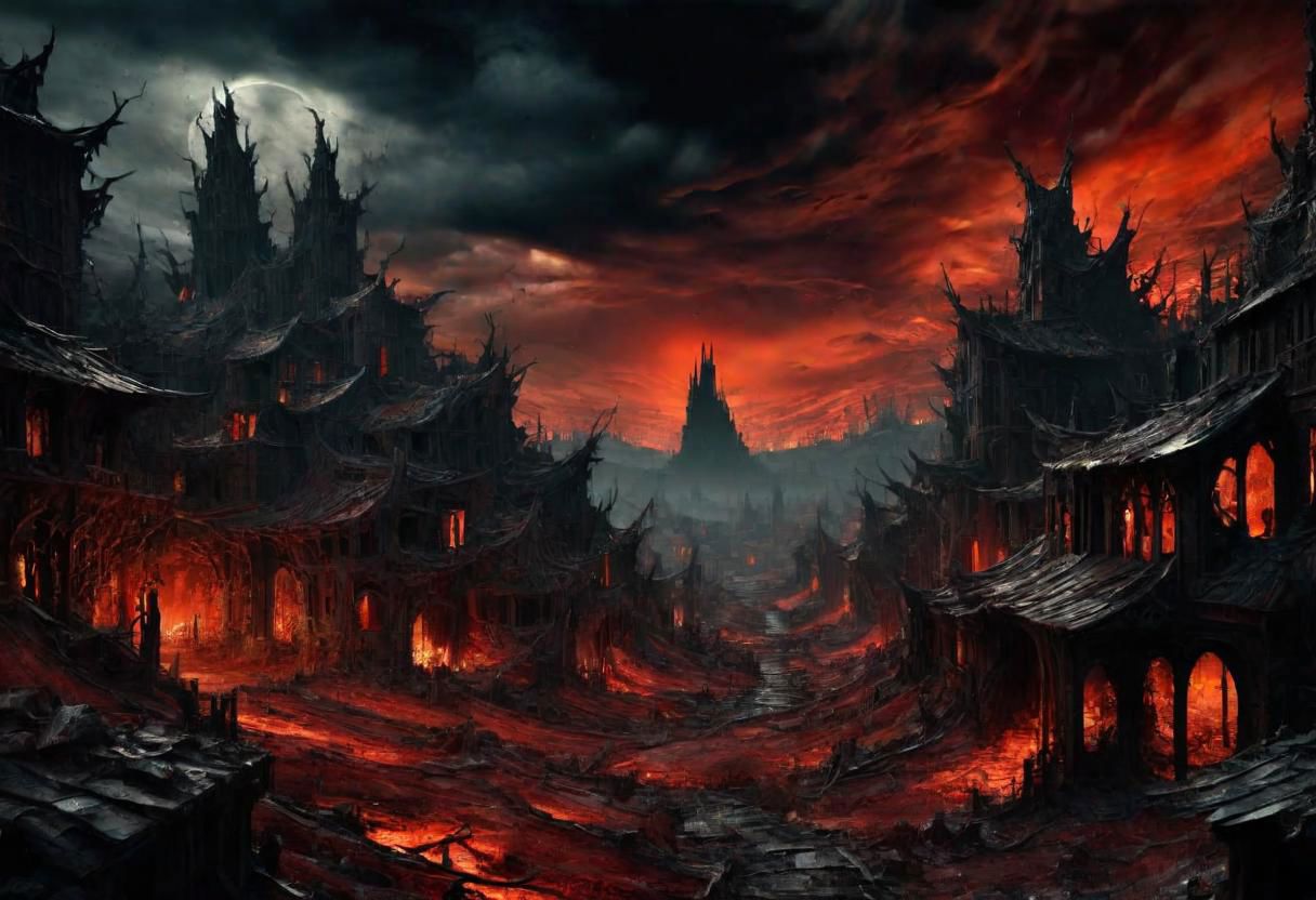 EdobHorrorLandscape,
ghst-3000, OverallDetail,
A landscape of a curse village in europe,
red sky,
hopeless, nightmare, broken lights, dark ambiant,
HDR, HD textures, intricated details, 8k,