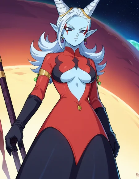 score_9, score_8_up, score_7_up, source_anime,
dragonballtowa, <lora:dragonball-towa-ponyxl-lora-nochekaiser:1>,
demon goddess towa,
outdoors, space,
looking at viewer, dutch angle, cowboy shot,