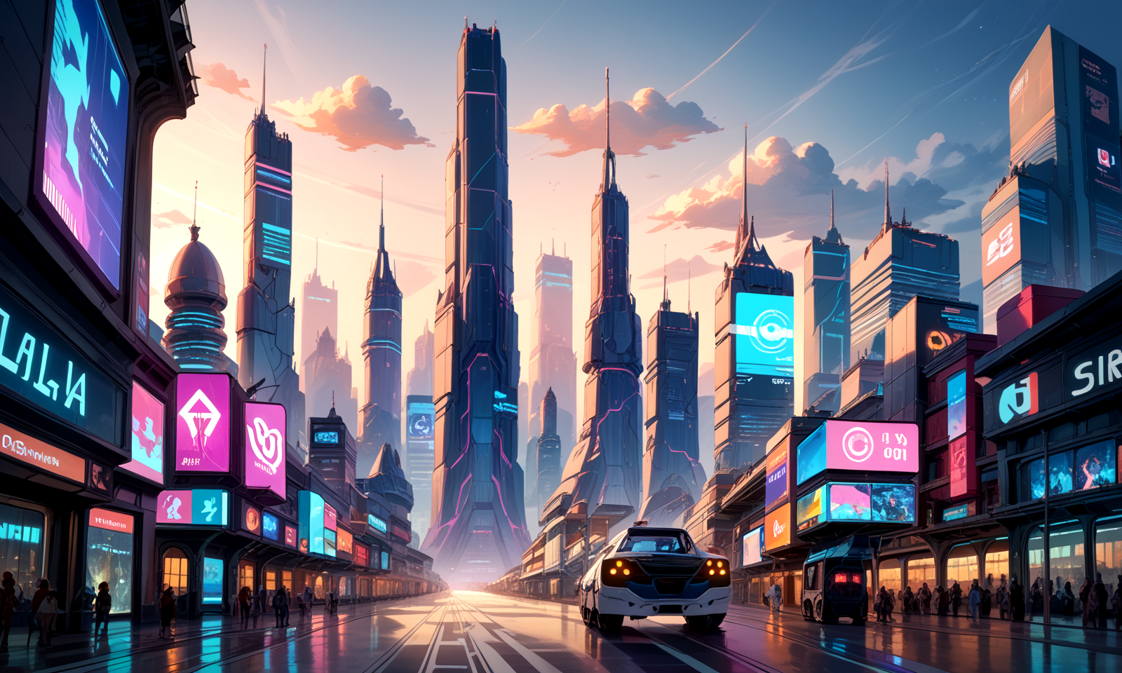 score_9, score_8_up, score_7_up,
<lora:Cyberpunk_Architecture_(Architecture)_(Pony)_(AD):0.8> Cyberpunk Architecture, monumental architecture, architecture, city, cityscape, scenery, building, skyscraper, future, scifi, science fiction, cyberpunk, city skyline,
8K, In'ei, chiaroscuro, rim lighting, perfect depth of field shot, beautiful, sharp focus, crisp details, subsurface scattering and reflections,
photographic anime clouds, photographic realism, masterclass anime, science fiction masterpiece, holograms, holographic advertisements, neon lights, masterclass color theory, asymmetric composition, random time of the day, 8K CGI render, matte streets, cyberpunk themed public transportation, cyberpunk themed vehicles, 
BREAK zPDXL, zPDXLxxx, <lora:sdxl_lightning_8step_lora:0.4> <lora:detailed_notrigger:0.5>