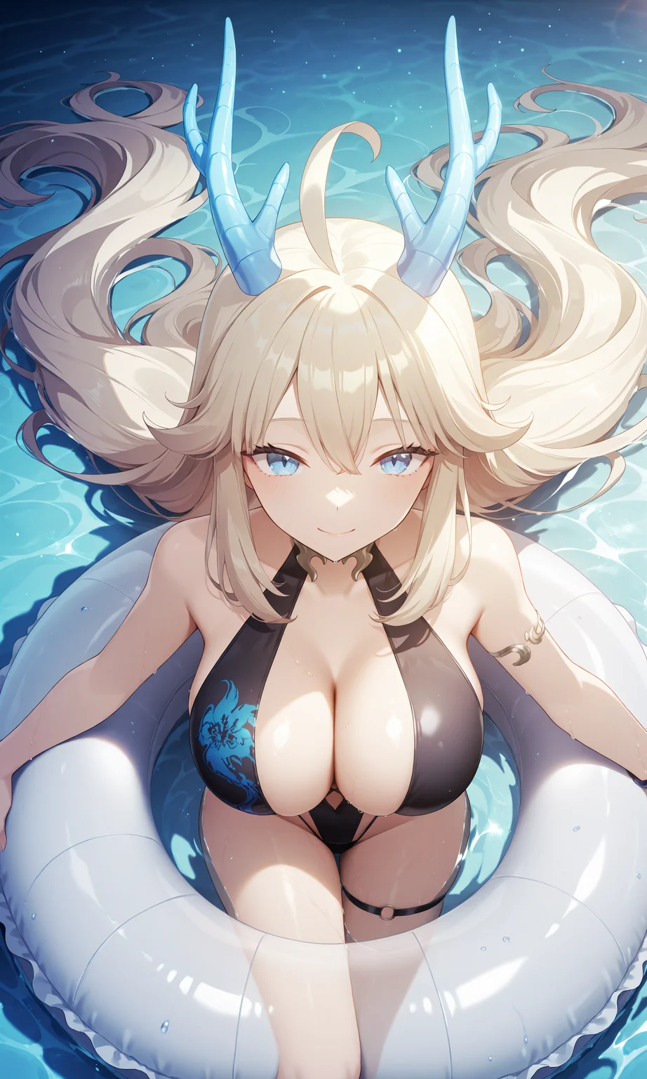 highres,best quality,highly detailed,masterpiece,ultra-detailed,extremely detailed,high resolution,4K,8K,beautiful,dynamic lighting,super detailed skin,sharp focus,score_9,score_8_up,score_7_up,source_anime,masterpiece:1.2,very aesthetic,
absurdres, newest, amazing quality,
ultra detailed, best anatomy, HDR, high detail RAW color art, high contrast, large pupil,
Show less<lora:honglaneversoul:0.9>, honglan(eversoul),
on_innertube, from above, smile, happy,