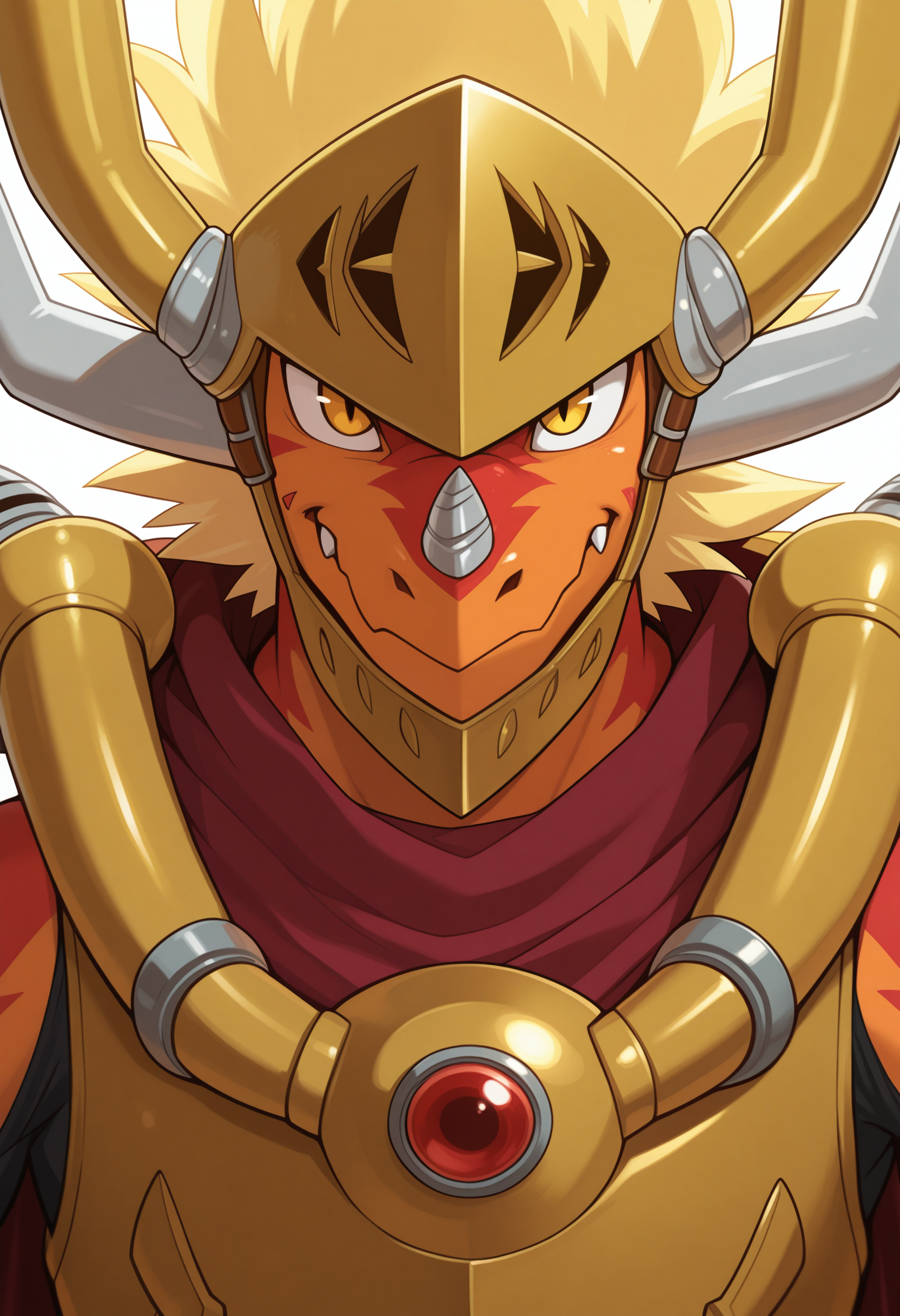 masterpiece, best quality, amazing quality, solo, 1boy, DBDragon, armor, cape, helmet, close-up