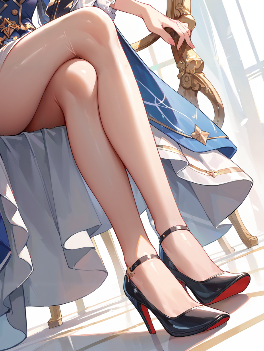 score_9, score_8_up, score_7_up,source_anime, high res image,masterpiece,best quality,(girl:1.0),cute face,clear skin,shiny hair,ultra detailed eyes,
 <lora:stiletto heels_pony_V1.1:1> stiletto heels, pantyhose,close up,crossed legs,sitting