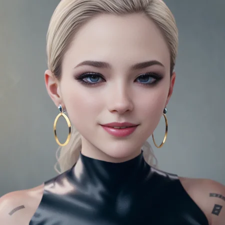 ((masterpiece, best quality)) CHLOEDBH with blue disheveled hair and piercings, (smile512:1.2), with a dark and a black background, Charlie Bowater, stanley artgerm lau, a character portrait, sots art, sharp focus, smooth, aesthetic, extremely detailed, octane render, 1girl, black_choker, blue_eyes, blurry, choker, earrings, jewelry, lips, nose, piercing, realistic, short_hair, solo, dark industrial background, rtx, upper body, dark makeup, elegant pose, rock clothes, tattoo on arm, leather shirt, navel, beautiful detailed glow, detailed, Cinematic light, intricate detail, highres, detailed facial features, high detail <lora:CHLOEDBHv5_Lora:0.85>