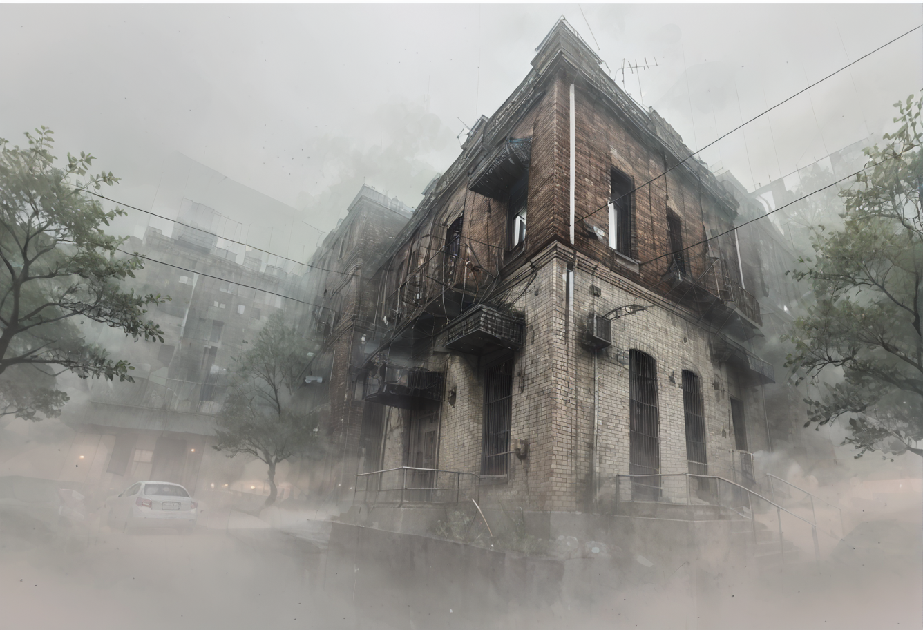 ,ruanyi1099,building,fog,outdoors,<lora:1099 silent hill background 1_v1_pony:1>, score_9,score_8_up,score_7_up,,8k,1girl,solo,,