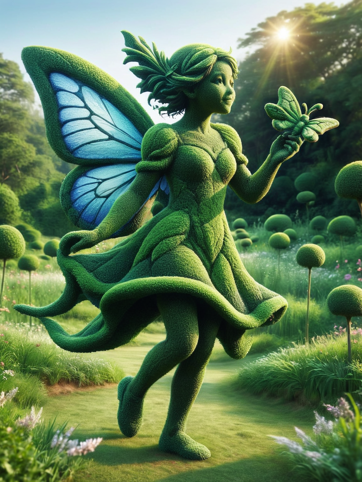 An ais-hdgrw fairy, chasing sculpted butterflies through a sunlit meadow. <lora:ais-hdgrw-sdxl:1>