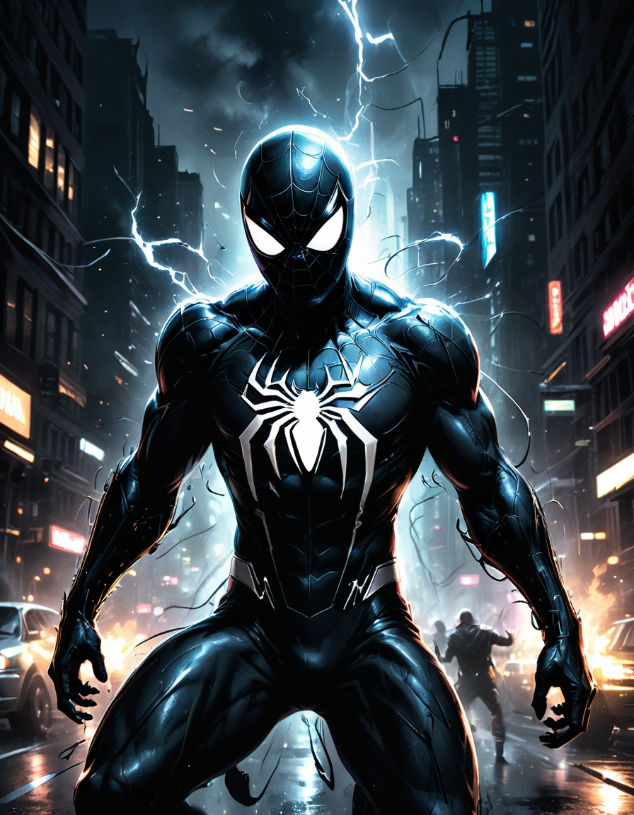 epic spiderman noir wallpaper, dynamic lighting, photorealistic fantasy concept art, trending on art station, stunning visuals, creative, cinematic, ultra detailed <lora:add-detail-xl:0.4>, <lora:xl_more_art-full_v1:0.4>