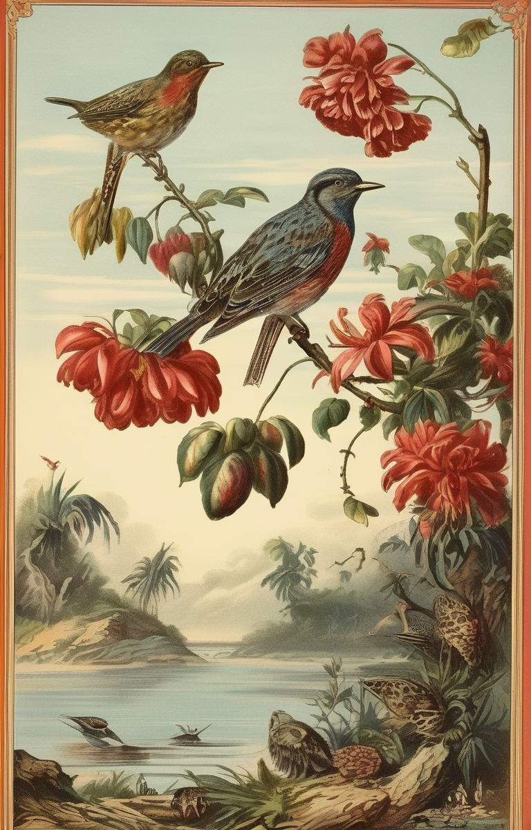 masterpiece,best quality,<lora:tbh261-sdxl:0.9>,illustration,style of Chromolithography animals