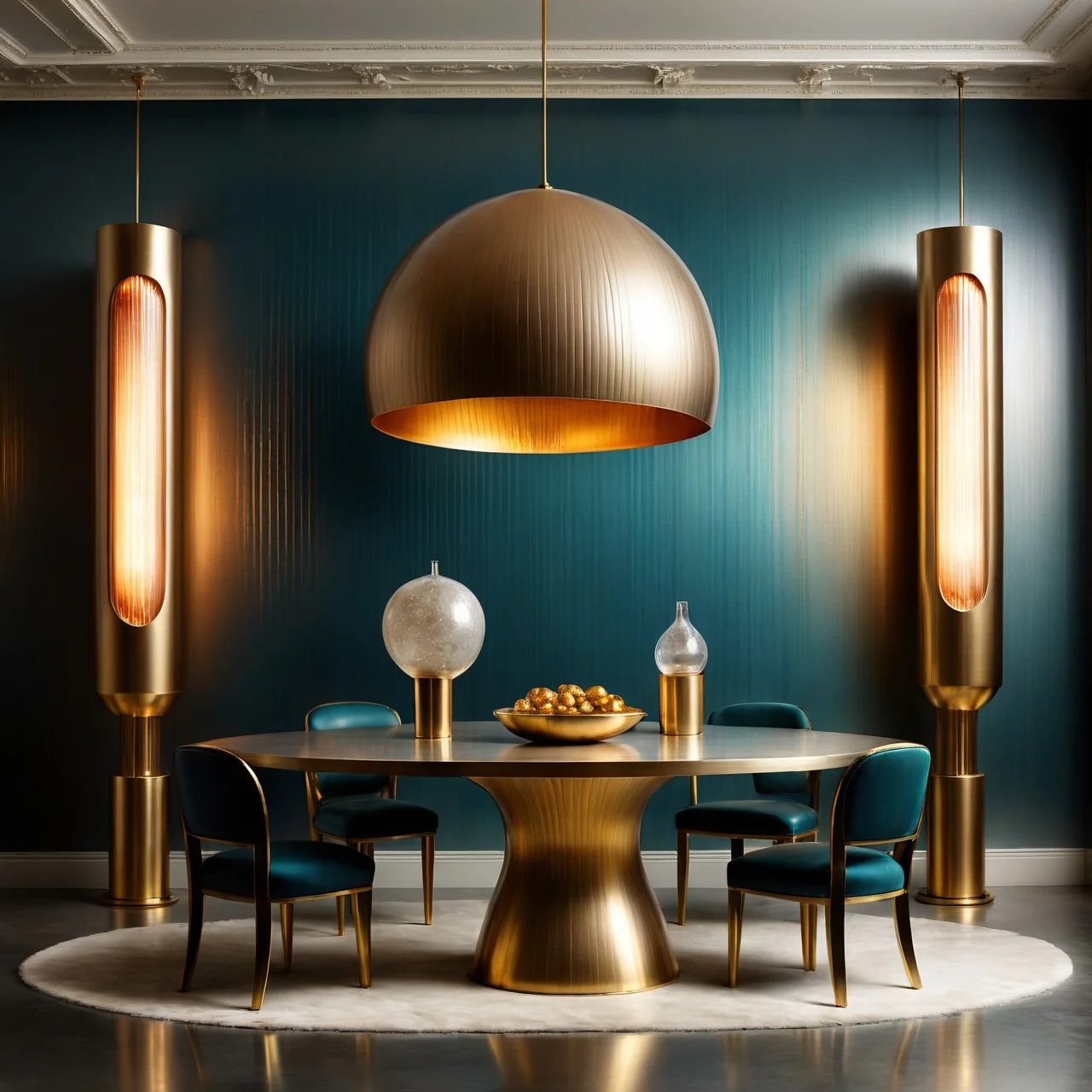 cs-m3tal-400 modern standard lamp in a futuristic dining room, very detailed, intricate, seasonal color palette
