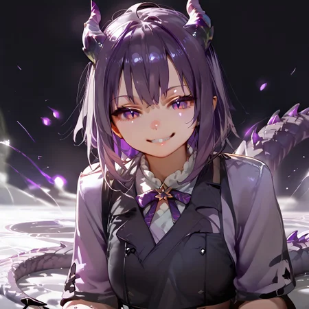 score_9_up, score_8_up, score_7_up, best quality, high quality, masterpiece, extremely detailed character, detailed eyes, beautiful face, source anime,
<lora:nekomata_okayu_sdxl_pony:1>
okayu, ahoge, shiny purple hair, slender,
1girl, sitting, soft smile, Obsidra, dragon girl, purple hair, purple scales, claws,