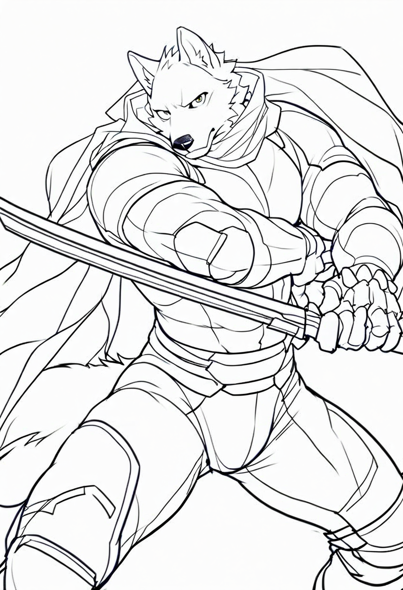 åå»å¤å¶
draft,monochrome,sketch,lineart,simple_background,white background,
(rei \(sanbonzakura\):0.8),(null-ghost:0.6),(konya karasue:0.55),(ask \(askzy\):0.7),
animification,solo,detailed background,
masterpiece,best quality,amazing quality,very aesthetic,huge filesize,
furry,male,anthro,muscular,bara,looking at viewer,
holding sword,wolf,eyes,cloak,armor,fighting stance,
<lora:Sketchpose:0.8>,