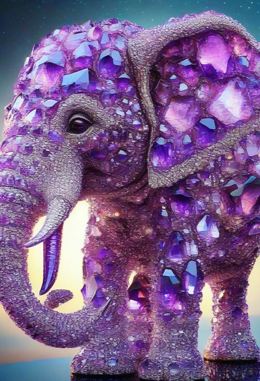 absurd resolution, best quality, ultra-detailed, perfect anatomy, perfect eyes,
made of sparkling amethyst crystals,
elephant,