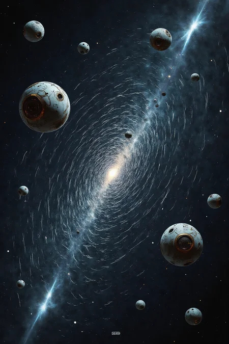 YFG-Sm0rg, YFG-Zaat, 3 bodies rotating in a gravitational fields that affects all three of them. 3 Body problem series poster cinematic.