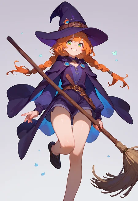 score_9, score_8_up, score_7_up, 1girl holding polearm, simple background, witch, witch hat, broom, smile
<lora:holding_polearm_from_behind_pose_final:1>