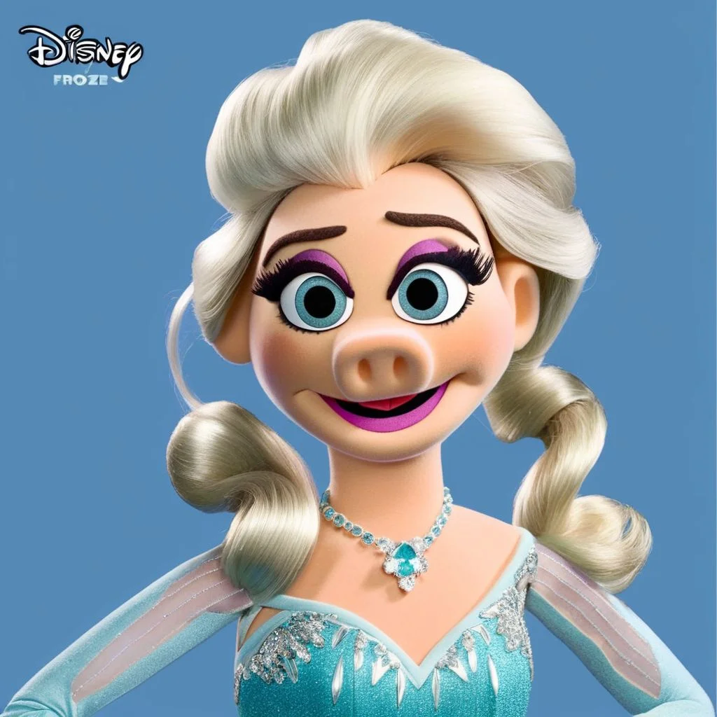 Elsa from frozen, Disney style MuppetShow <lora:SDXL-MuppetShow-Lora-step00002500:1.0>