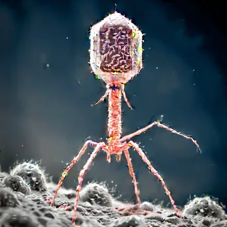 <lora:Phage_XL-000014:1> phage, grayscale, attacking bacteria