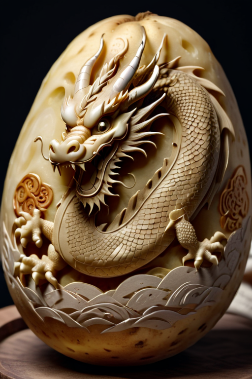 <lora:Dragon_Engraving:0.8> dragon engraving on a potato, 8k resolution,