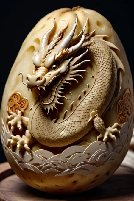 <lora:Dragon_Engraving:0.8> dragon engraving on a potato, 8k resolution,