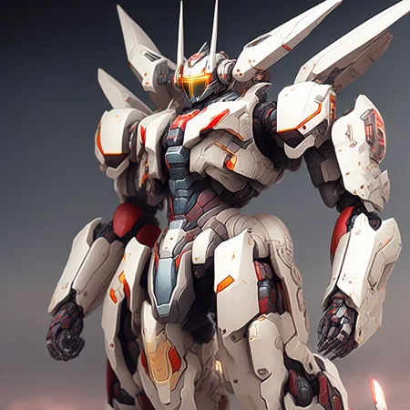 photo Artistic rendition of Mobile Suit Gundam, Mecha (GundamArt style:1) <lora:djzGundamArt:0.8)