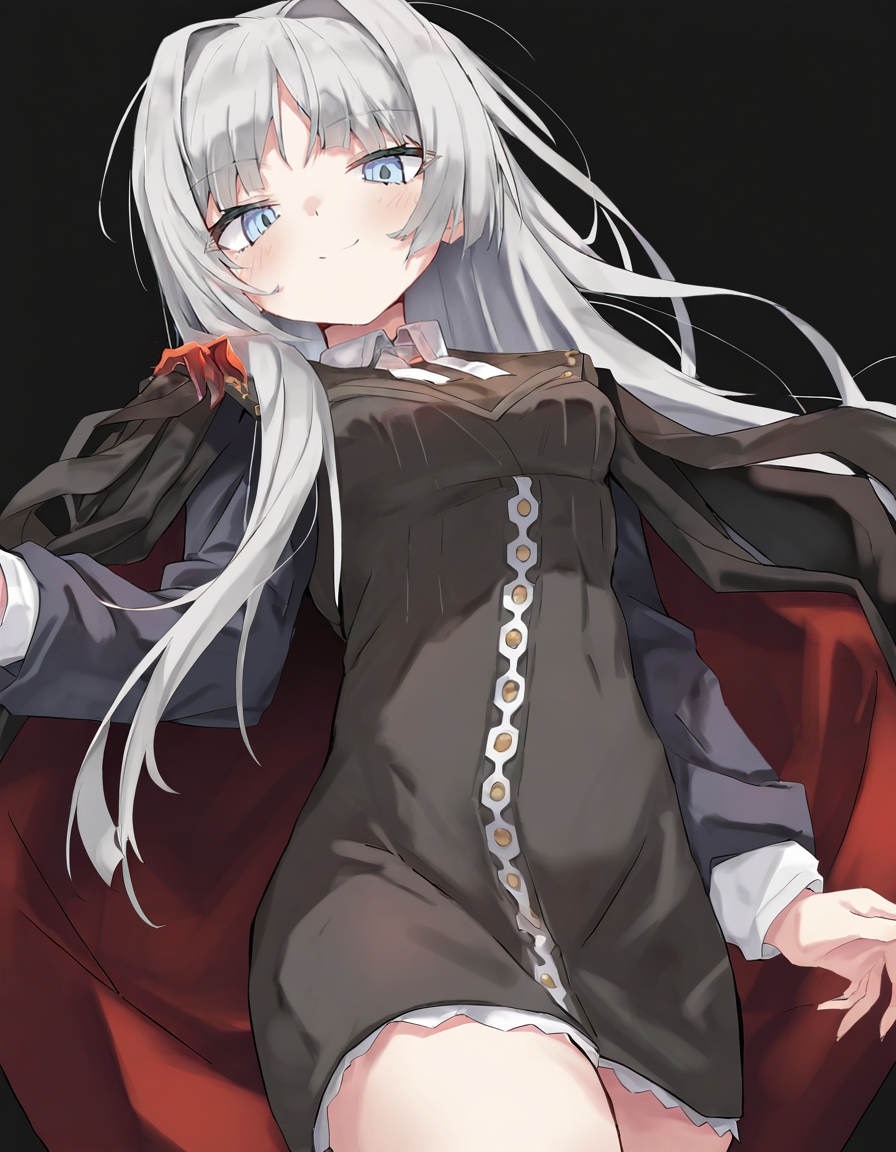 1girl,solo,looking at viewer,simple background,(white background:1.3),dikke,cowboy shot,smile,<lora:dikke-000012:1>,, masterpiece, best quality, very aesthetic, absurdres,newest, incredibly absurdres,, toshizou \(0714\)