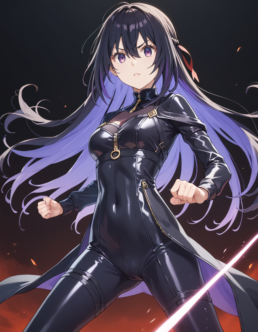 score_9, score_8_up, score_7_up, source_anime, BREAK
1girl, solo, spy, dark background, fighting stance,
tinasha (unnamed memory), long hair, multicolored hair, black hair, purple hair, hair between eyes, straight hair,
black bodysuit, latex, zipper,
<lora:tinasha-unnamed_memory_s2-pxl-anime-soralz:0.75> <lora:bodysuit_pony_V1.0:0.8>