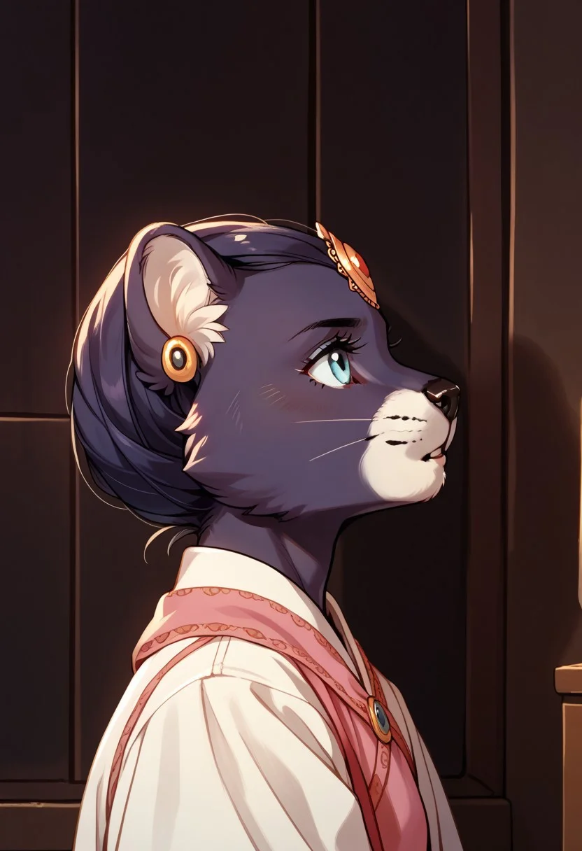 score_9, score_8_up, score_7_up, score_6_up, best quality, source_anime, solo, 1girl, female, standing, portrait, interior, princess_romy, romy_panther, furry, anthro, knva,