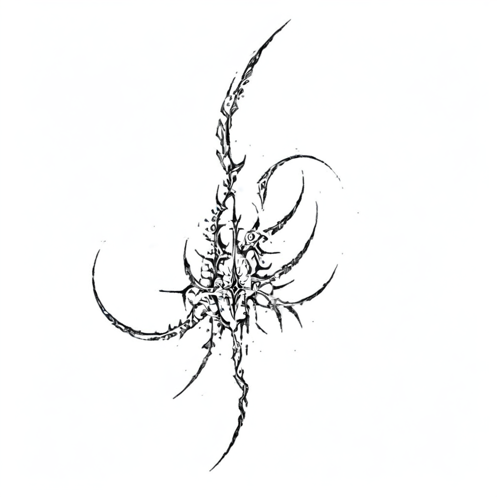 <lora:v1.4_CYBERSIGILISM:1> masterpiece, best quality, cybersigilism, neotribal, tribal tattoo style, sketch, highlights, sparkle, gradient, greyscale, monochrome, no humans, white background, simple background, solo
