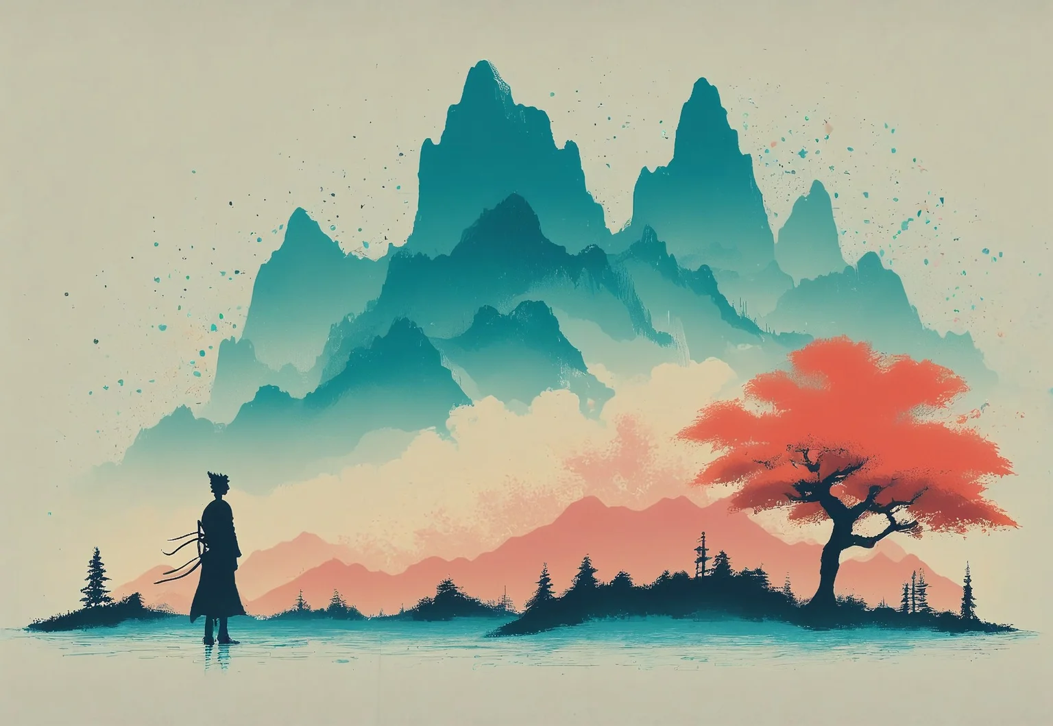 score_9, score_8_up, score_7_up, cinematic photo, dramatic lighting, ((1man, walking samurai, samurai silhouette)), [[[ponytail hairstyle]]], pink sky, big pink trees, yellow grass patch, asain style, David Hockney, Ascii art, gongbi, traditional chinese painting style, neon colors, perfect anatomy, flat color, simple background, <lora:Neon_Splash_Art_for_Pony:1>